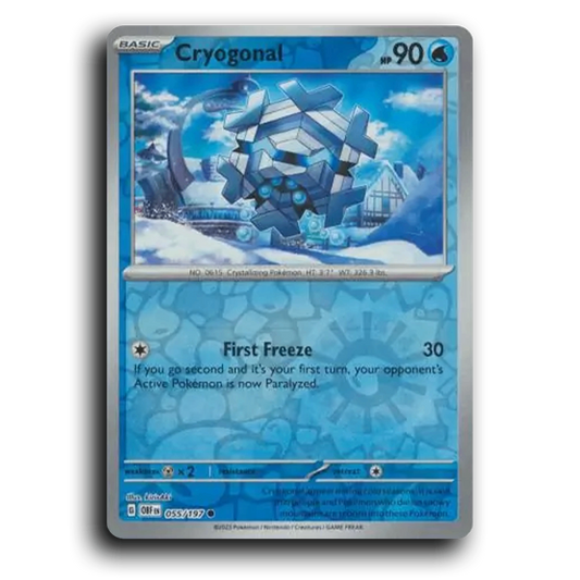 Cryogonal (055/197) [Obsidian Flames] 2023 G Common English kirisAki Water OBF Basic Crystallizing Pokémon Pokemon Card TCG Near Mint NM Reverse Holo
