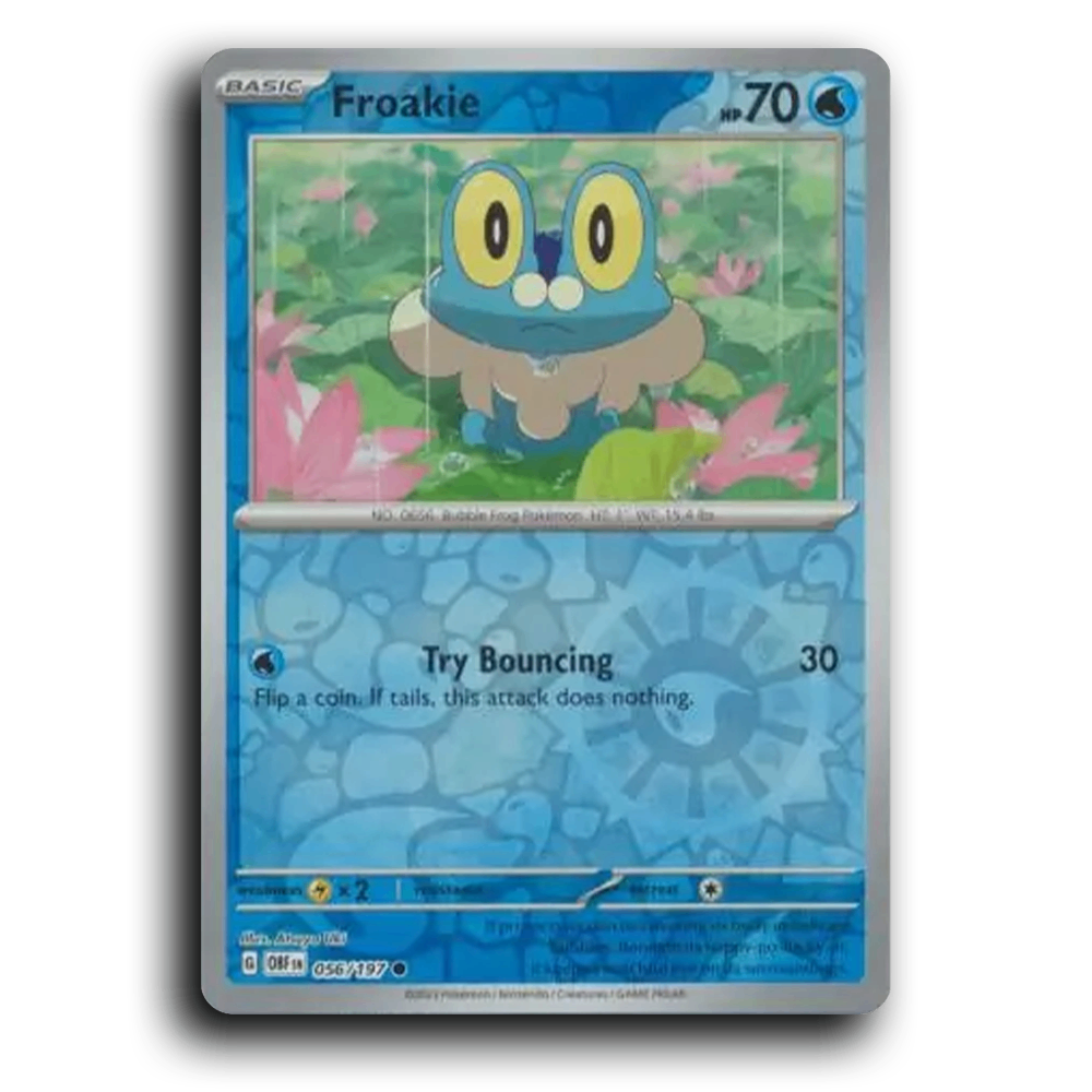 Froakie (056/197) [Obsidian Flames] 2023 G Common English Atsuya Uki Water OBF Basic Bubble Frog Pokémon Pokemon Card TCG Near Mint NM Reverse Holo