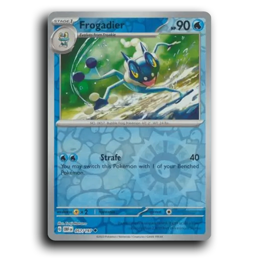 Frogadier (057/197) [Obsidian Flames] 2023 G Uncommon English Tonji Matsuno Water OBF Stage 1 Bubble Frog Pokémon Pokemon Card TCG Near Mint NM Reverse Holo