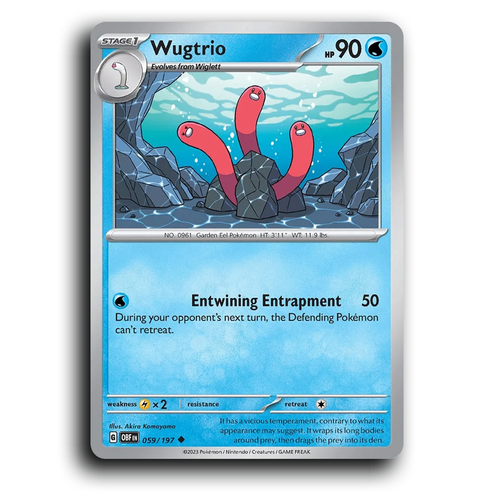 Wugtrio (059/197) [Obsidian Flames] 2023 G Uncommon English Akira Komayama Water OBF Stage 1 Garden Eel Pokémon Pokemon Card TCG Near Mint NM