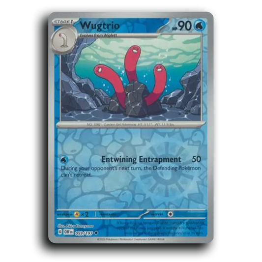 Wugtrio (059/197) [Obsidian Flames] 2023 G Uncommon English Akira Komayama Water OBF Stage 1 Garden Eel Pokémon Pokemon Card TCG Near Mint NM Reverse Holo