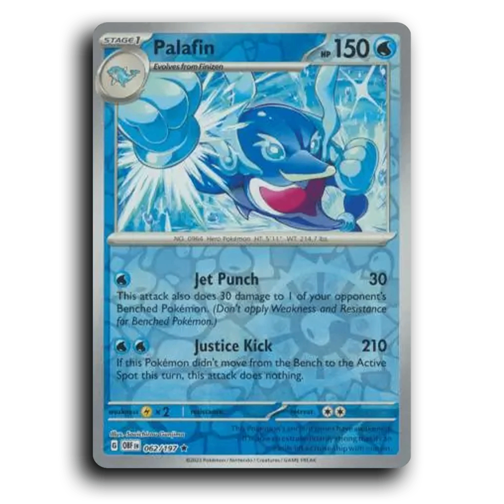 Palafin (062/197) [Obsidian Flames] 2023 G Rare English Souichirou Gunjima Water OBF Stage 1 Dolphin Pokémon Pokemon Card TCG Near Mint NM Reverse Holo