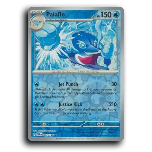 Palafin (062/197) [Obsidian Flames] 2023 G Rare English Souichirou Gunjima Water OBF Stage 1 Dolphin Pokémon Pokemon Card TCG Near Mint NM Reverse Holo