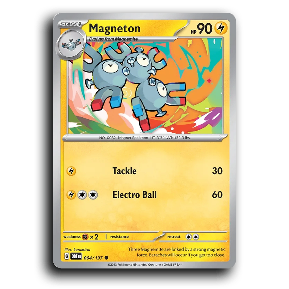 Magneton (064/197) [Obsidian Flames] 2023 G Common English kurumitsu Lightning OBF Stage 1 Magnet Pokémon Pokemon Card TCG Near Mint NM