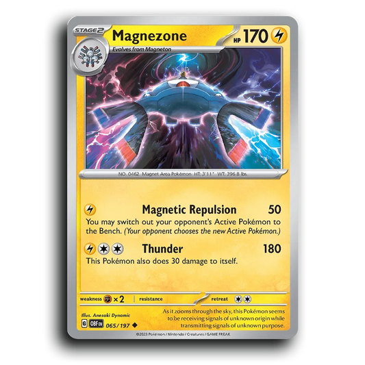 Magnezone (065/197) [Obsidian Flames] 2023 G Uncommon English Anesaki Dynamic Lightning OBF Stage 2 Magnet Area Pokémon Pokemon Card TCG Near Mint NM