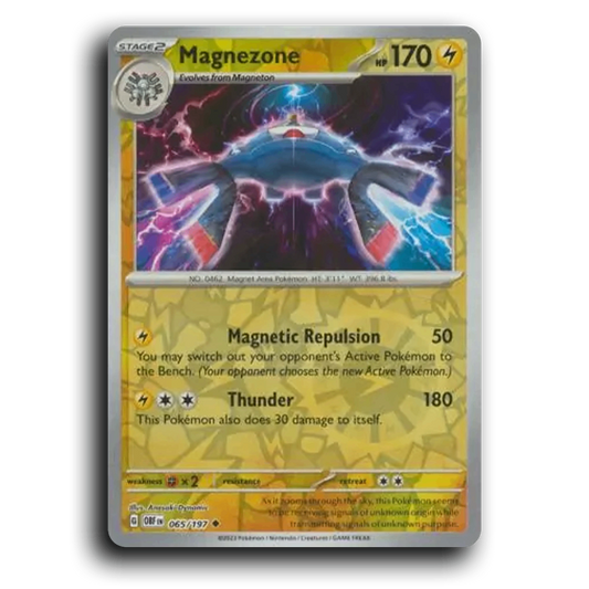 Magnezone (065/197) [Obsidian Flames] 2023 G Uncommon English Anesaki Dynamic Lightning OBF Stage 2 Magnet Area Pokémon Pokemon Card TCG Near Mint NM Reverse Holo