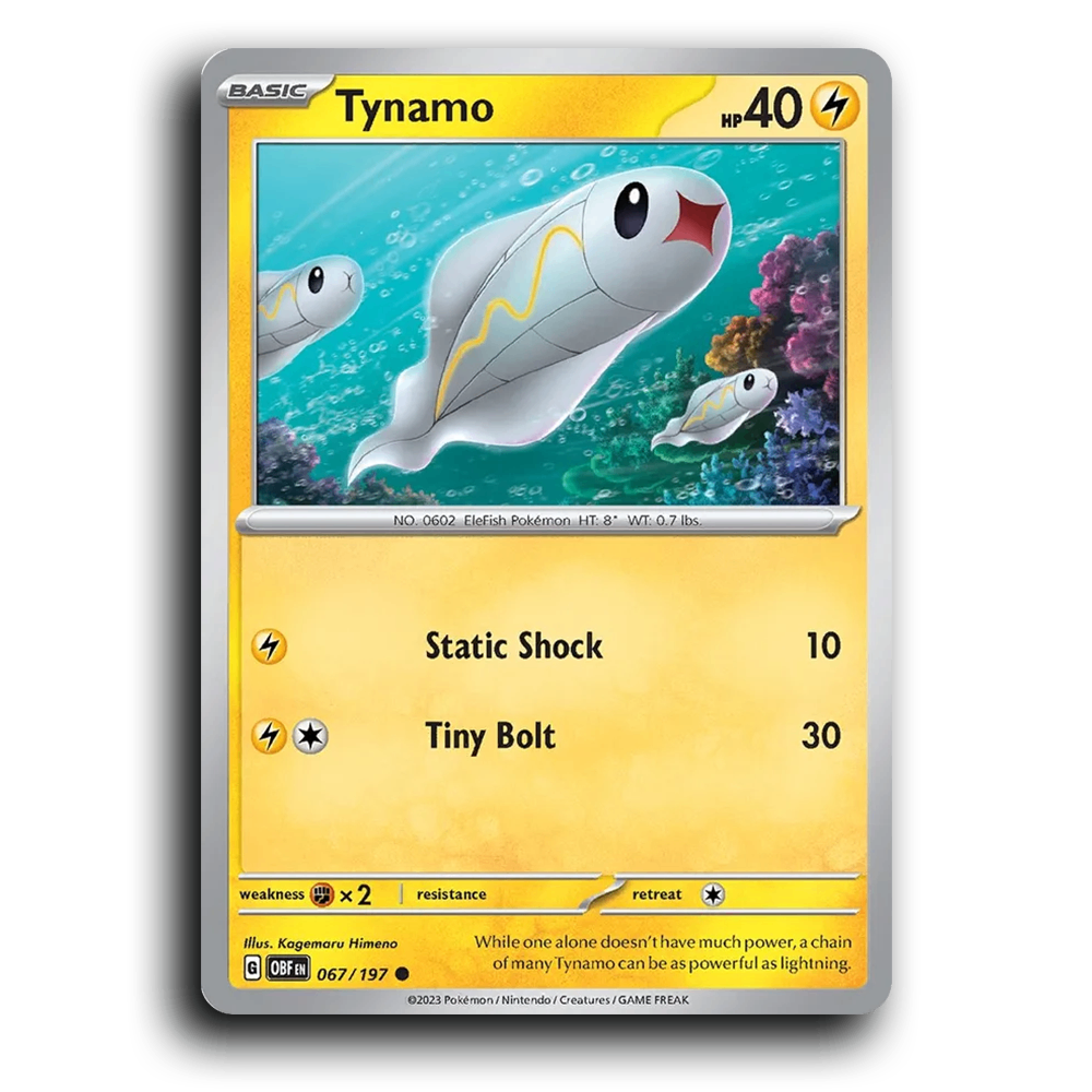 Tynamo (067/197) [Obsidian Flames] 2023 G Common English Kagemaru Himeno Lightning OBF Basic EleFish Pokémon Pokemon Card TCG Near Mint NM
