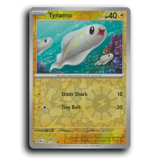 Tynamo (067/197) [Obsidian Flames] 2023 G Common English Kagemaru Himeno Lightning OBF Basic EleFish Pokémon Pokemon Card TCG Near Mint NM Reverse Holo
