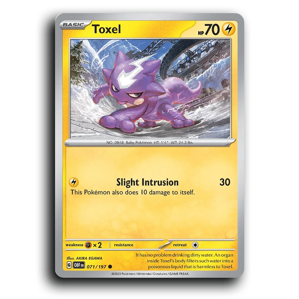 Toxel (071/197) [Obsidian Flames] 2023 G Common English AKIRA EGAWA Lightning OBF Basic Baby Pokémon Pokemon Card TCG Near Mint NM