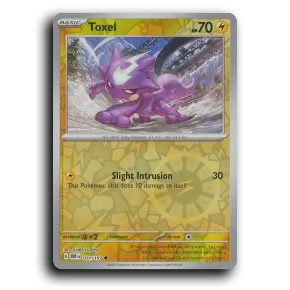 Toxel (071/197) [Obsidian Flames] 2023 G Common English AKIRA EGAWA Lightning OBF Basic Baby Pokémon Pokemon Card TCG Near Mint NM Reverse Holo