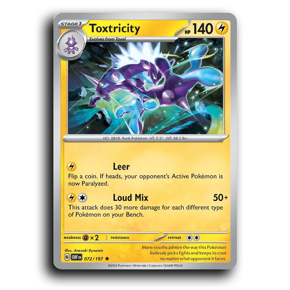 Toxtricity (072/197) [Obsidian Flames] 2023 G Rare English Anesaki Dynamic Lightning OBF Stage 1 Punk Pokémon Pokemon Card TCG Near Mint NM