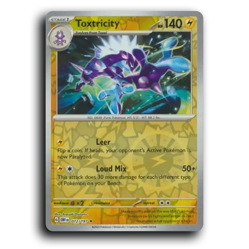 Toxtricity (072/197) [Obsidian Flames] 2023 G Rare English Anesaki Dynamic Lightning OBF Stage 1 Punk Pokémon Pokemon Card TCG Near Mint NM Reverse Holo