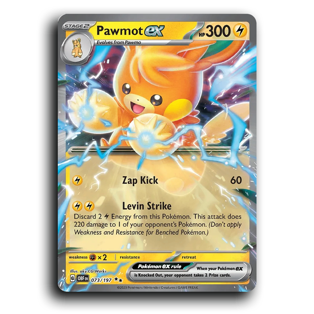 Pawmot ex (073/197) [Obsidian Flames] 2023 G Double Rare English aky CG Works Lightning, ex OBF Stage 2 Hands-On Pokémon Pokemon Card TCG Near Mint NM Holofoil