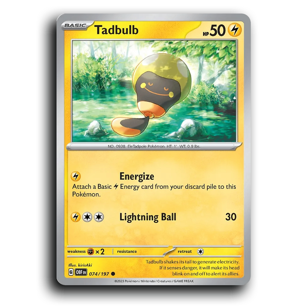 Tadbulb (074/197) [Obsidian Flames] 2023 G Common English kirisAki Lightning OBF Basic EleTadpole Pokémon Pokemon Card TCG Near Mint NM