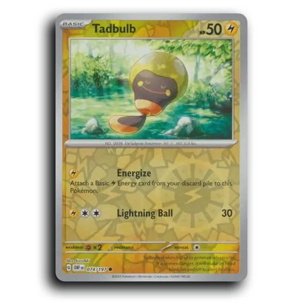 Tadbulb (074/197) [Obsidian Flames] 2023 G Common English kirisAki Lightning OBF Basic EleTadpole Pokémon Pokemon Card TCG Near Mint NM Reverse Holo