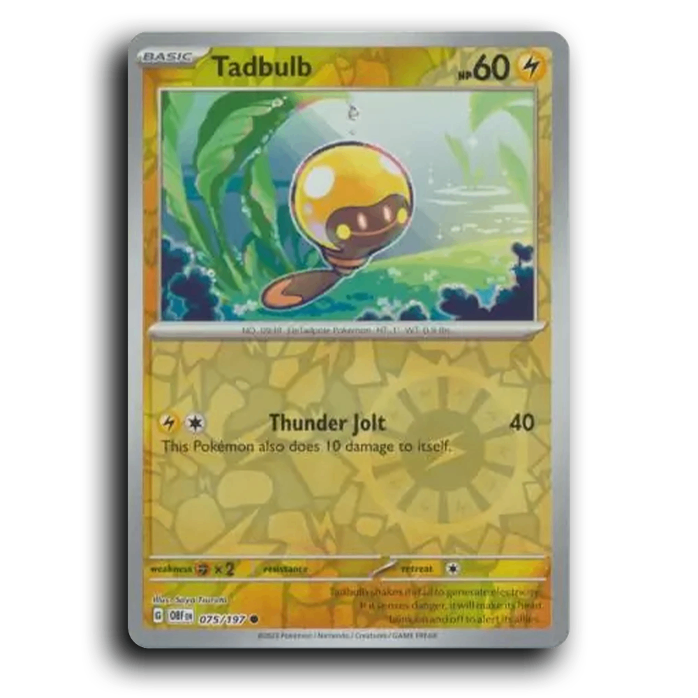 Tadbulb (075/197) [Obsidian Flames] 2023 G Common English Saya Tsuruta Lightning OBF Basic EleTadpole Pokémon Pokemon Card TCG Near Mint NM Reverse Holo