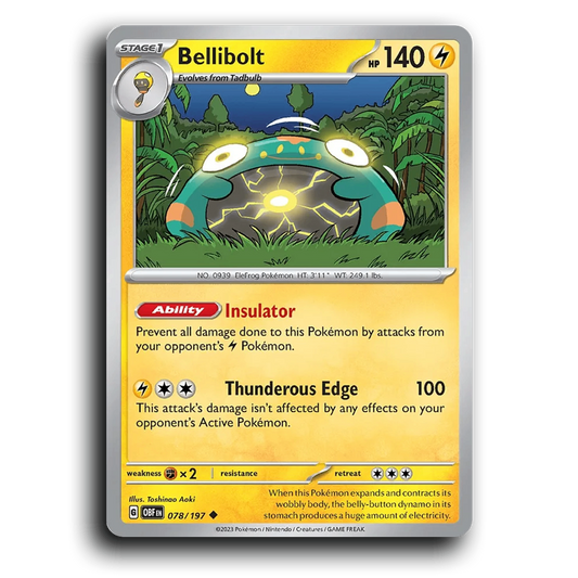Bellibolt (078/197) [Obsidian Flames] 2023 G Uncommon English Toshinao Aoki Lightning OBF Stage 1 EleFrog Pokémon Pokemon Card TCG Near Mint NM