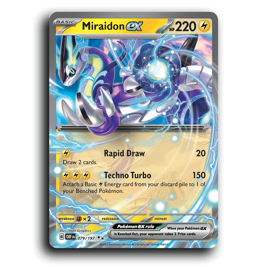 Miraidon ex (079/197) [Obsidian Flames] 2023 G Double Rare English 5ban Graphics Lightning, ex OBF Basic Paradox Pokémon Pokemon Card TCG Near Mint NM Holofoil