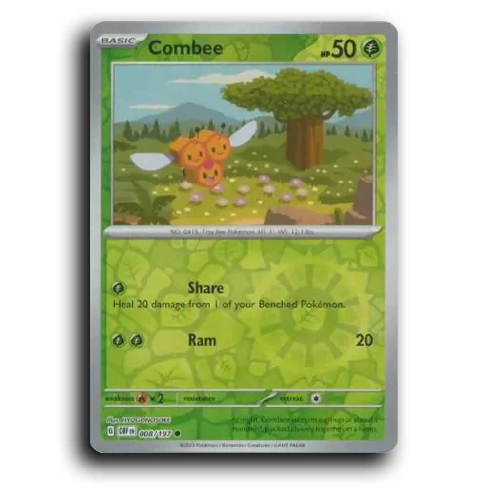 Combee (008/197) [Obsidian Flames] 2023 G Common English HYOGONOSUKE Grass OBF Basic Tiny Bee Pokémon Pokemon Card TCG Near Mint NM Reverse Holo