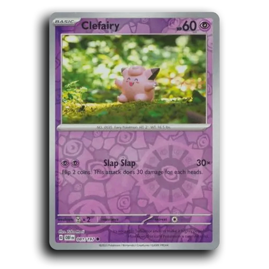 Clefairy (081/197) [Obsidian Flames] 2023 G Common English Yuka Morii Psychic OBF Basic Fairy Pokémon Pokemon Card TCG Near Mint NM Reverse Holo