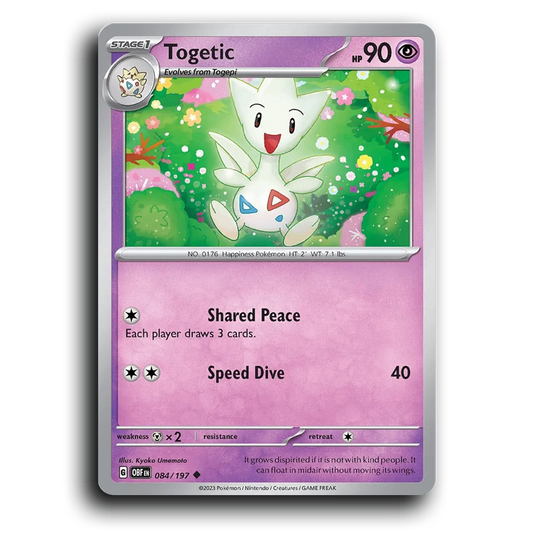 Togetic (084/197) [Obsidian Flames] 2023 G Uncommon English Kyoko Umemoto Psychic OBF Stage 1 Happiness Pokémon Pokemon Card TCG Near Mint NM