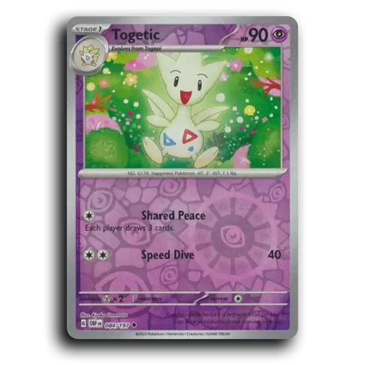 Togetic (084/197) [Obsidian Flames] 2023 G Uncommon English Kyoko Umemoto Psychic OBF Stage 1 Happiness Pokémon Pokemon Card TCG Near Mint NM Reverse Holo
