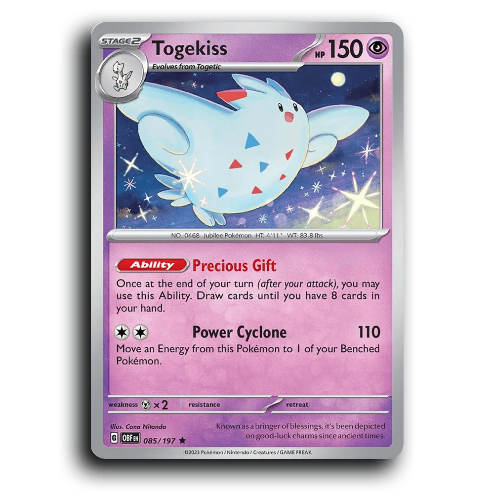 Togekiss (085/197) [Obsidian Flames] 2023 G Rare English Cona Nitanda Psychic OBF Stage 2 Jubilee Pokémon Pokemon Card TCG Near Mint NM