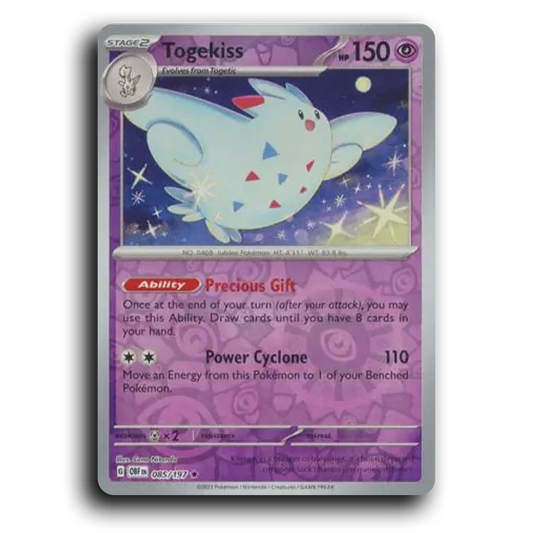 Togekiss (085/197) [Obsidian Flames] 2023 G Rare English Cona Nitanda Psychic OBF Stage 2 Jubilee Pokémon Pokemon Card TCG Near Mint NM Reverse Holo