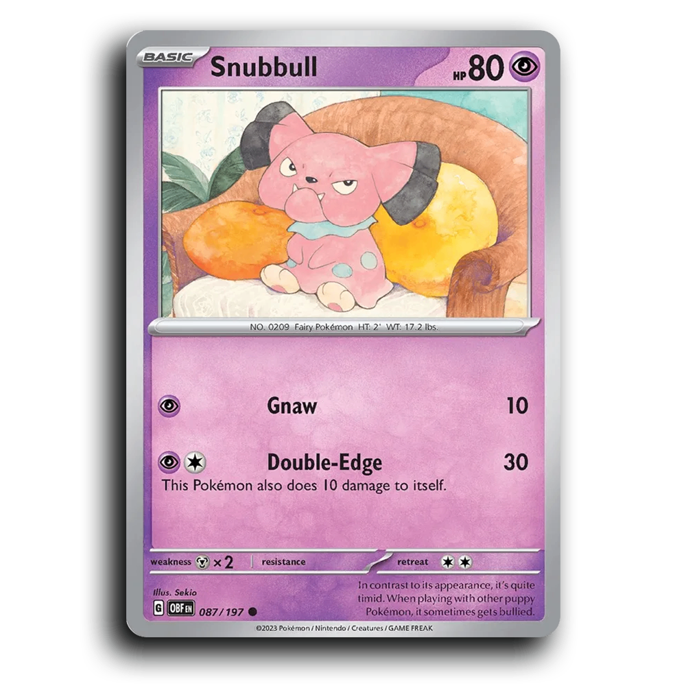 Snubbull (087/197) [Obsidian Flames] 2023 G Common English Sekio Psychic OBF Basic Fairy Pokémon Pokemon Card TCG Near Mint NM