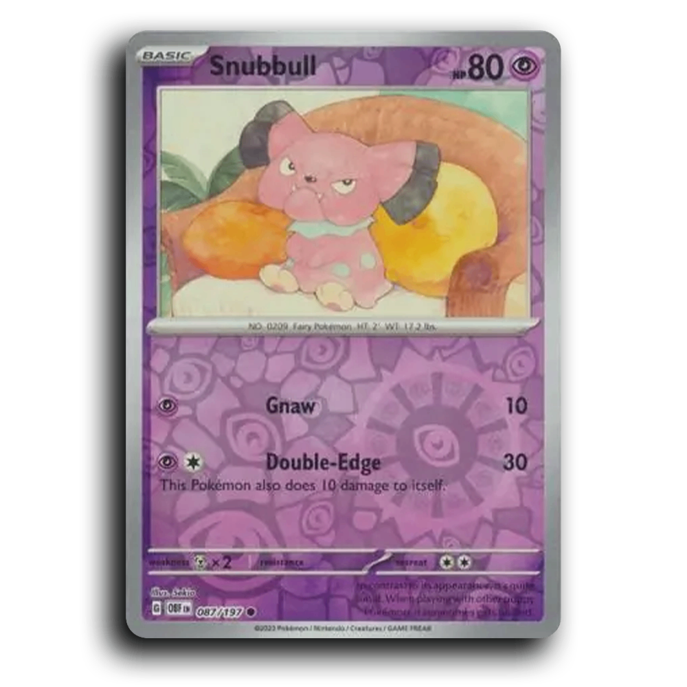 Snubbull (087/197) [Obsidian Flames] 2023 G Common English Sekio Psychic OBF Basic Fairy Pokémon Pokemon Card TCG Near Mint NM Reverse Holo