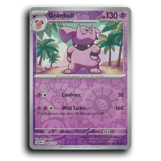 Granbull (088/197) [Obsidian Flames] 2023 G Uncommon English Lee HyunJung Psychic OBF Stage 1 Fairy Pokémon Pokemon Card TCG Near Mint NM Reverse Holo