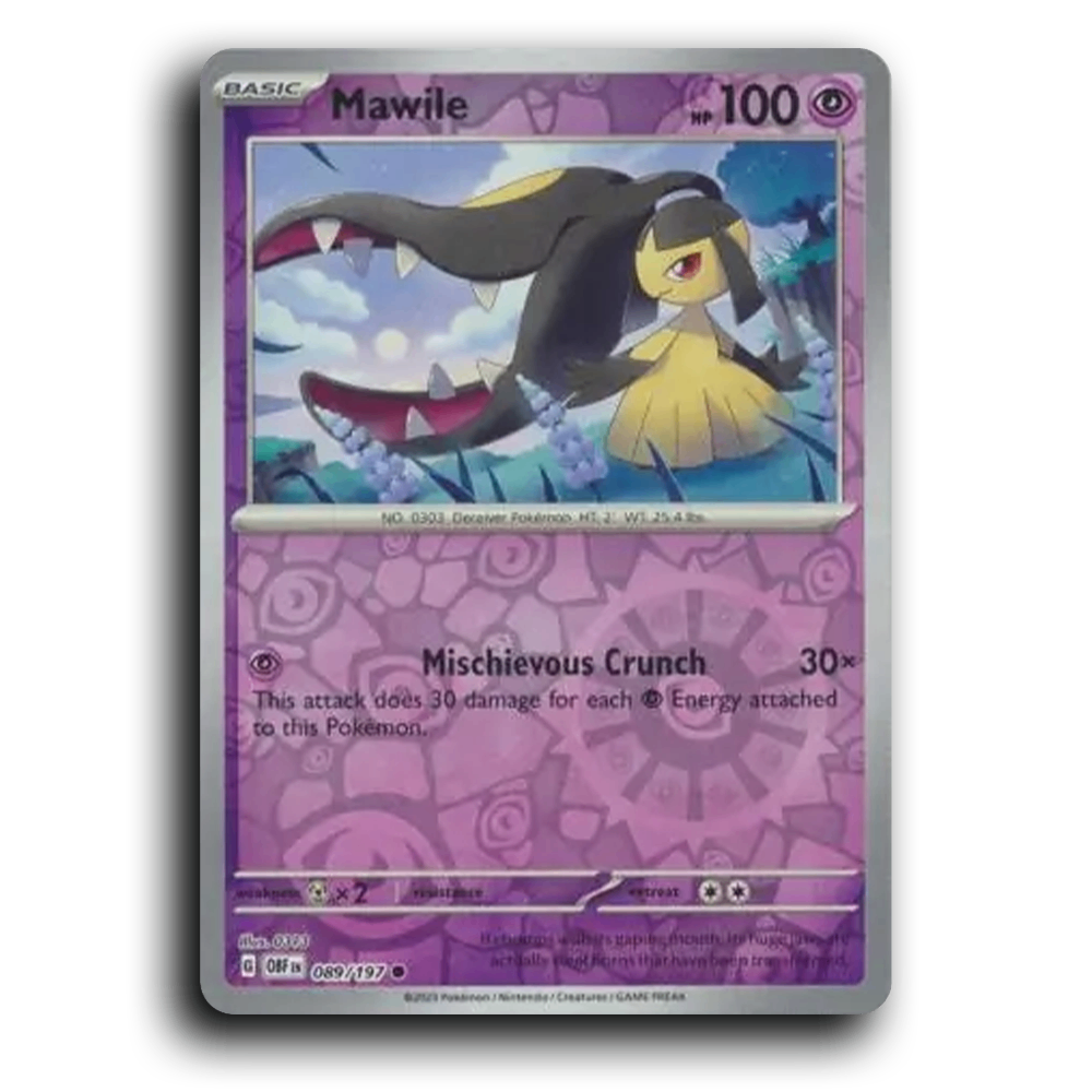 Mawile (089/197) [Obsidian Flames] 2023 G Common English 313 Psychic OBF Basic Deceiver Pokémon Pokemon Card TCG Near Mint NM Reverse Holo