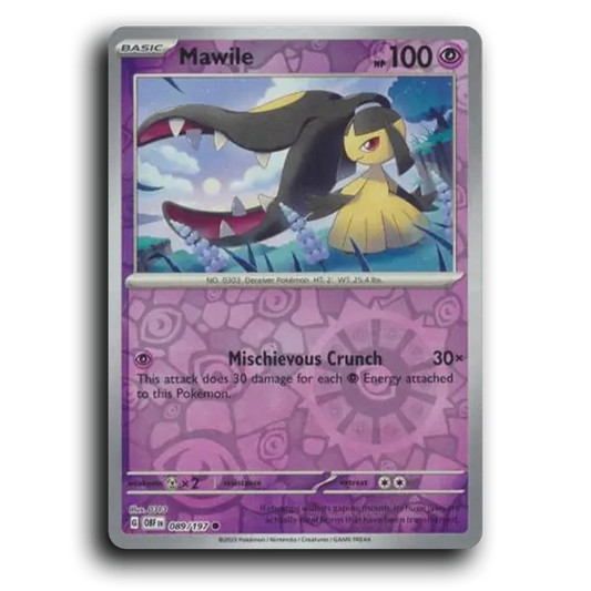 Mawile (089/197) [Obsidian Flames] 2023 G Common English 313 Psychic OBF Basic Deceiver Pokémon Pokemon Card TCG Near Mint NM Reverse Holo