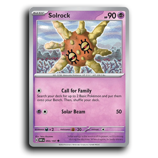 Solrock (093/197) [Obsidian Flames] 2023 G Uncommon English Tetsu Kayama Psychic OBF Basic Meteorite Pokémon Pokemon Card TCG Near Mint NM