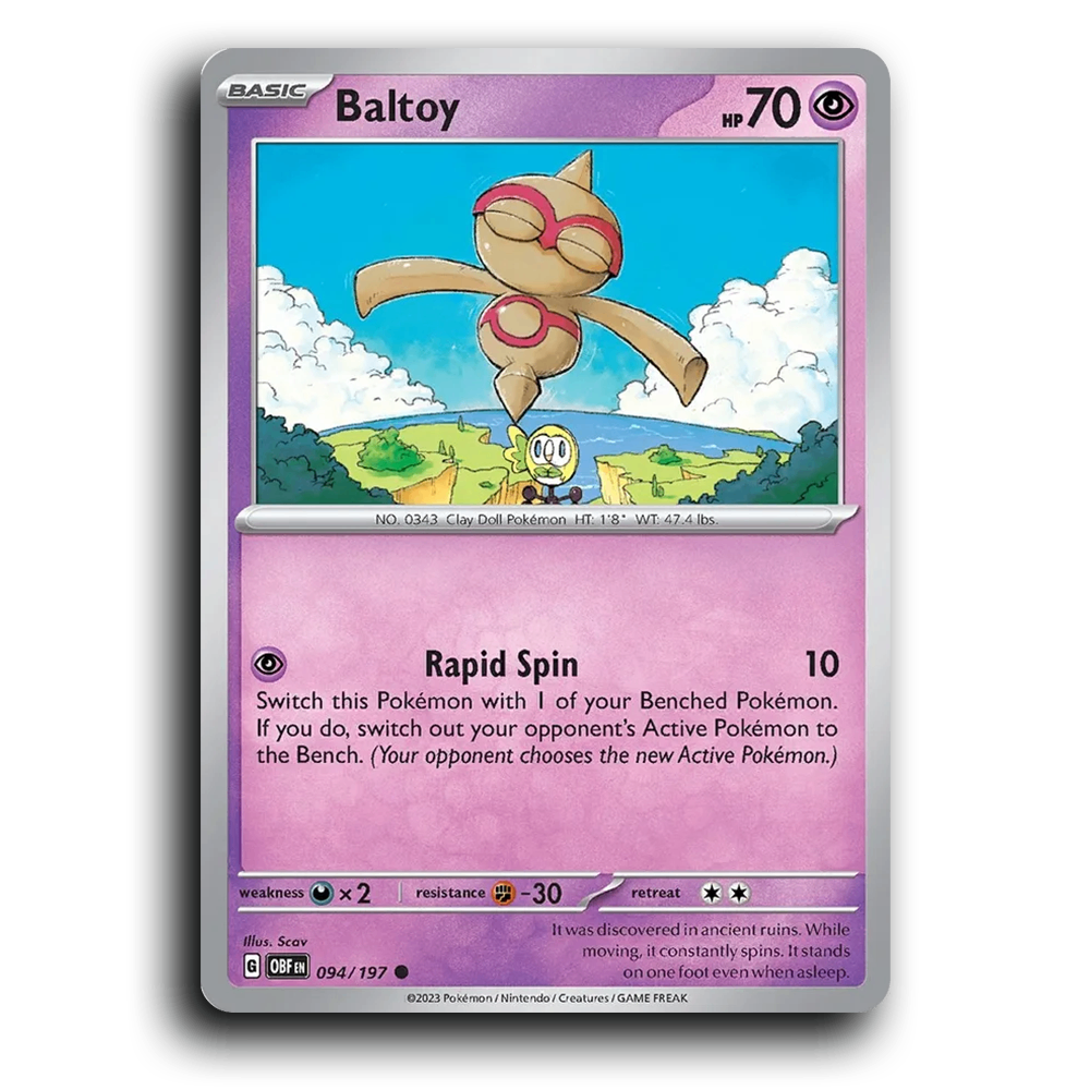 Baltoy (094/197) [Obsidian Flames] 2023 G Common English Scav Psychic OBF Basic Clay Doll Pokémon Pokemon Card TCG Near Mint NM