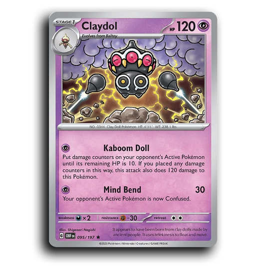 Claydol (095/197) [Obsidian Flames] 2023 G Rare English Shigenori Negishi Psychic OBF Stage 1 Clay Doll Pokémon Pokemon Card TCG Near Mint NM