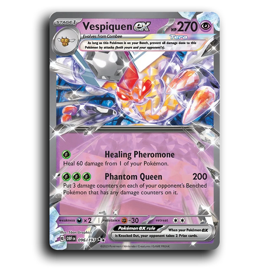 Vespiquen ex (096/197) [Obsidian Flames] 2023 G Double Rare English 5ban Graphics Psychic, ex, Tera OBF Stage 1 Beehive Pokémon Pokemon Card TCG Near Mint NM
