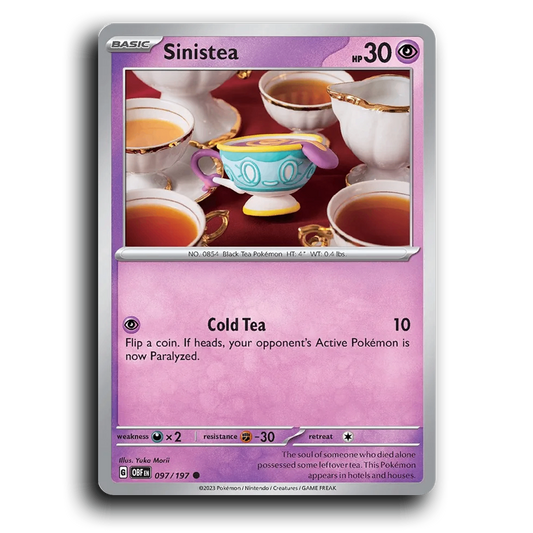 Sinistea (097/197) [Obsidian Flames] 2023 G Common English Yuka Morii Psychic OBF Basic Black Tea Pokémon Pokemon Card TCG Near Mint NM