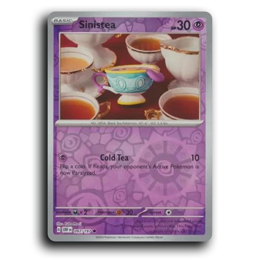 Sinistea (097/197) [Obsidian Flames] 2023 G Common English Yuka Morii Psychic OBF Basic Black Tea Pokémon Pokemon Card TCG Near Mint NM Reverse Holo