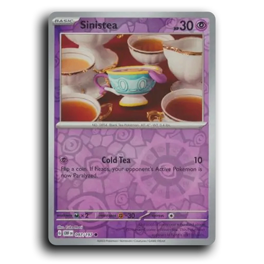 Sinistea (097/197) [Obsidian Flames] 2023 G Common English Yuka Morii Psychic OBF Basic Black Tea Pokémon Pokemon Card TCG Near Mint NM Reverse Holo