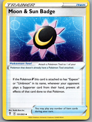 Moon & Sun Badge 151/203 [SWSH07: Evolving Skies]