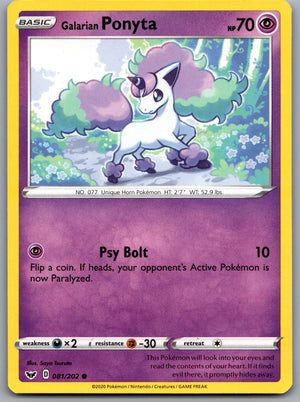 Galarian Ponyta 081/202 [SWSH01: Sword & Shield Base Set]