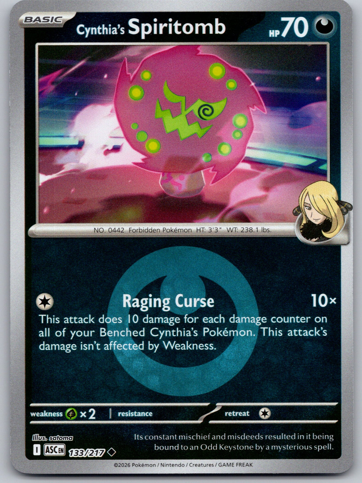 Cynthia's Spiritomb - 133/217 (Energy Symbol Pattern) | Near Mint / English / Reverse Holofoil